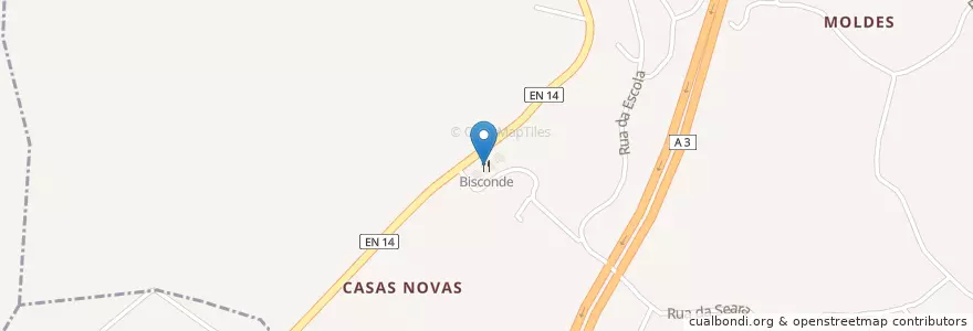 Mapa de ubicacion de Bisconde en ポルトガル, ノルテ, Ave, Braga, Vila Nova De Famalicão, Cruz.