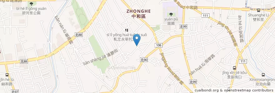 Mapa de ubicacion de 中和九玄宮 en تایوان, 新北市, 中和區.