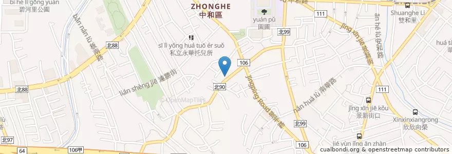 Mapa de ubicacion de 飛碟漢堡店 en Tayvan, 新北市, 中和區.