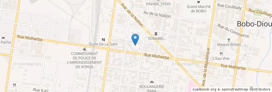 Mapa de ubicacion de Lycee Privee Islamique de Bobo en Burkina Faso, Hauts-Bassins, Houet.
