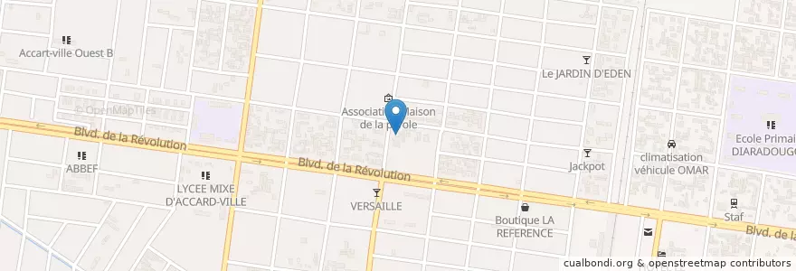 Mapa de ubicacion de CSPS ACCART-VILLE en بورکینافاسو, Hauts-Bassins, Houet.