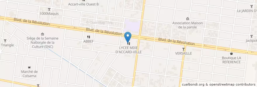 Mapa de ubicacion de LYCEE MIXE D'ACCARD-VILLE en Burquina Faso, Hauts-Bassins, Houet.