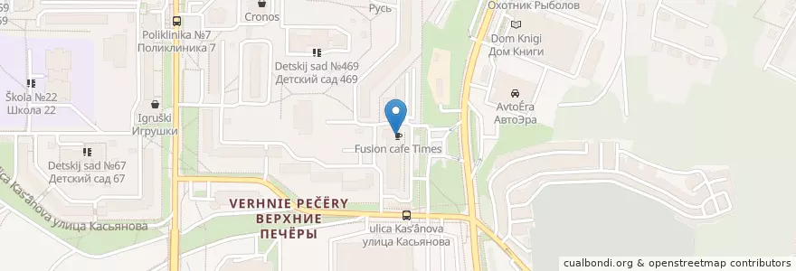 Mapa de ubicacion de Fusion cafe Times en 俄罗斯/俄羅斯, Приволжский Федеральный Округ, 下诺夫哥罗德州, Городской Округ Нижний Новгород.