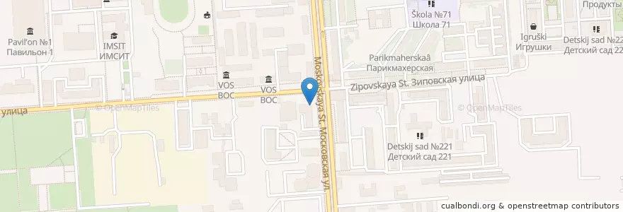 Mapa de ubicacion de Банк Москвы en Rússia, Distrito Federal Do Sul, Krai De Krasnodar, Городской Округ Краснодар.