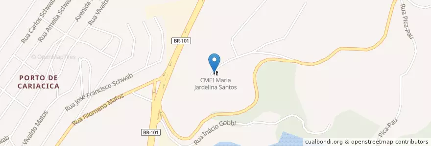 Mapa de ubicacion de CMEI Maria Jardelina Santos en Brasil, Região Sudeste, Espírito Santo, Região Geográfica Intermediária De Vitória, Região Metropolitana Da Grande Vitória, Microrregião Vitória, Cariacica.