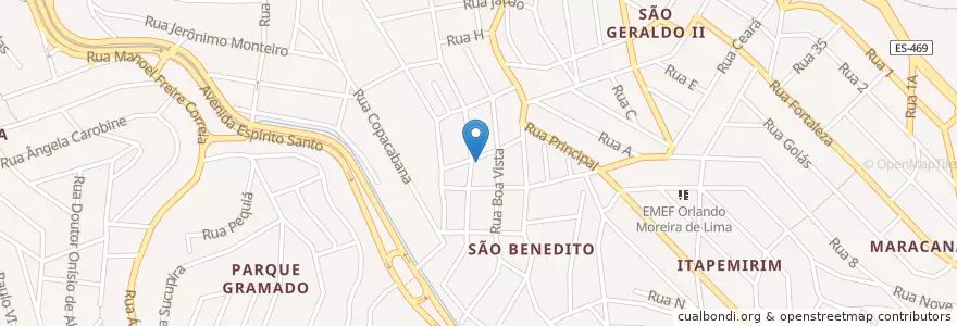 Mapa de ubicacion de EEEF Ventino da Costa Brandão en برزیل, منطقه جنوب شرقی برزیل, اسپیریتو سانتو, Região Geográfica Intermediária De Vitória, Região Metropolitana Da Grande Vitória, Microrregião Vitória, Cariacica.