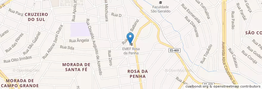 Mapa de ubicacion de EMEF Rosa da Penha en برزیل, منطقه جنوب شرقی برزیل, اسپیریتو سانتو, Região Geográfica Intermediária De Vitória, Região Metropolitana Da Grande Vitória, Microrregião Vitória, Cariacica.
