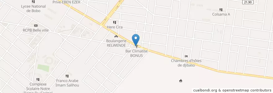 Mapa de ubicacion de Bar Climatise BONUS en Burkina Faso, Hauts-Bassins, Houet.