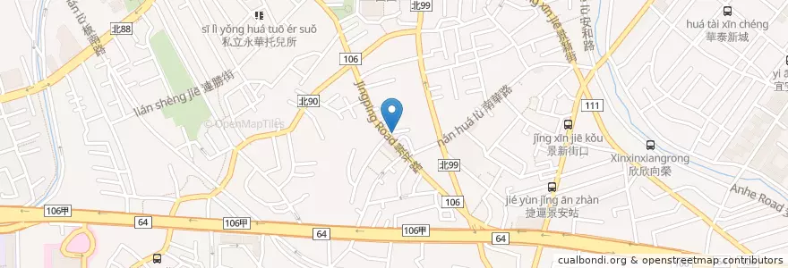 Mapa de ubicacion de 皇家大腸麵線 en تایوان, 新北市, 中和區.