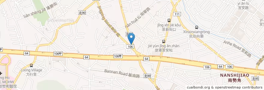 Mapa de ubicacion de 雲顛雲南美食小館 en تايوان, تايبيه الجديدة, 中和區.