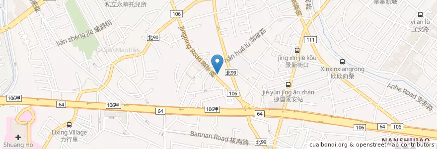 Mapa de ubicacion de 馥達山東燒雞 en Taiwan, Neu-Taipeh, Zhonghe.