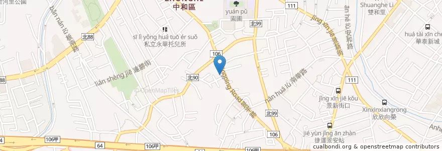 Mapa de ubicacion de 連城診所 en تايوان, تايبيه الجديدة, 中和區.