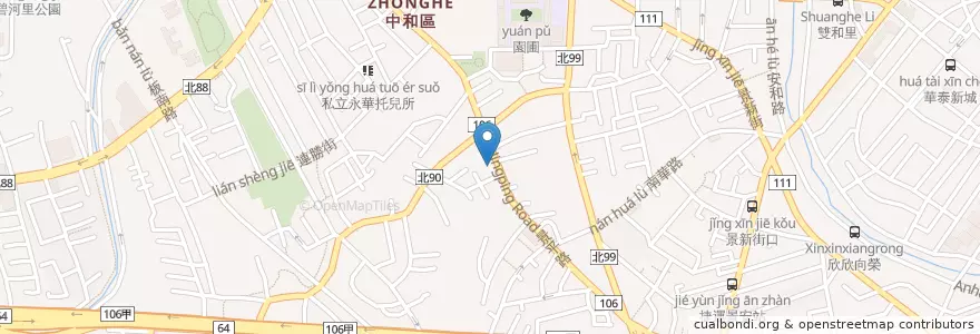 Mapa de ubicacion de 麵之彩日本麵館 en Taiwan, 新北市, 中和區.