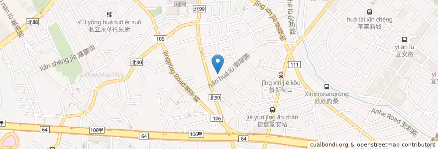 Mapa de ubicacion de 南華鵝肉切仔麵 en 타이완, 신베이 시, 중허 구.