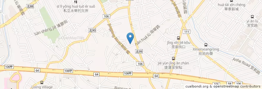 Mapa de ubicacion de 意麵陽春麵魯肉飯 en 臺灣, 新北市, 中和區.