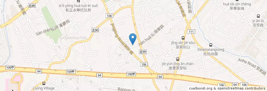 Mapa de ubicacion de 香港新康記燒臘快餐便當 en Taiwan, 新北市, 中和區.