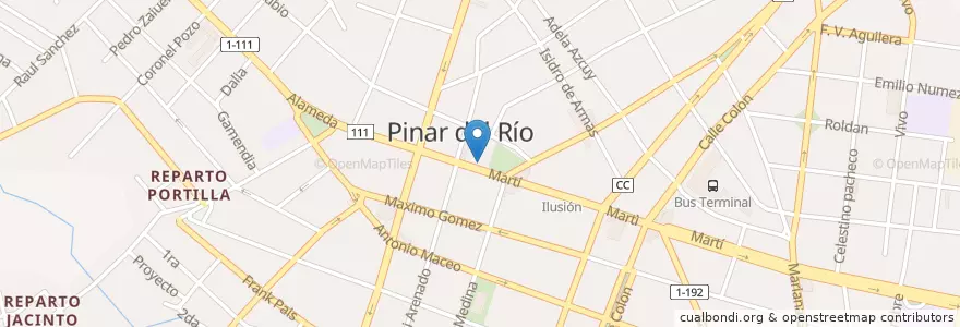 Mapa de ubicacion de Bandec en 古巴, Pinar Del Río, Pinar Del Río, Ciudad De Pinar Del Río.