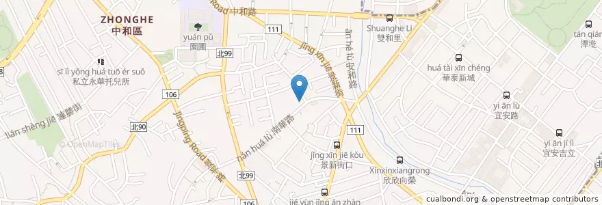 Mapa de ubicacion de 亞季美食店 en Tayvan, 新北市, 中和區.