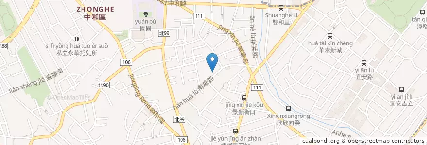 Mapa de ubicacion de 八方雲集 en تایوان, 新北市, 中和區.
