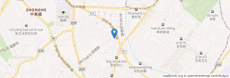 Mapa de ubicacion de 蘭華素食館 en تايوان, تايبيه الجديدة, 中和區.