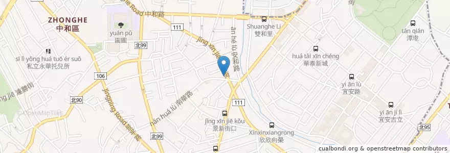Mapa de ubicacion de 85度C中和南華店 en تايوان, تايبيه الجديدة, 中和區.