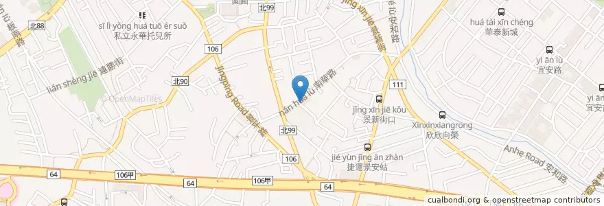 Mapa de ubicacion de 老先覺麻辣窯燒鍋 en تايوان, تايبيه الجديدة, 中和區.