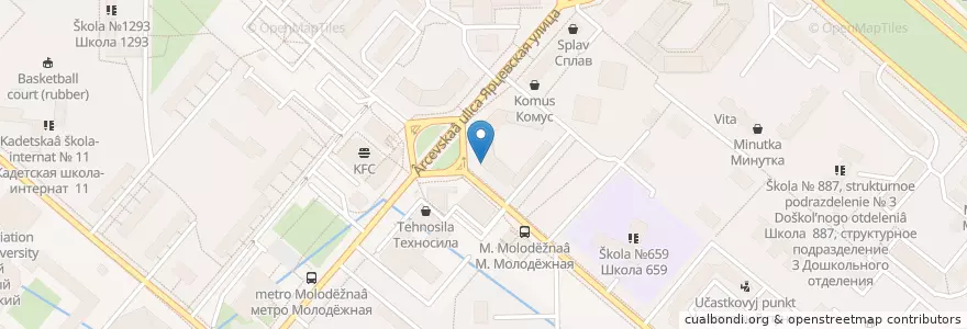 Mapa de ubicacion de Промсвязьбанк en Russia, Distretto Federale Centrale, Москва, Западный Административный Округ, Район Кунцево.