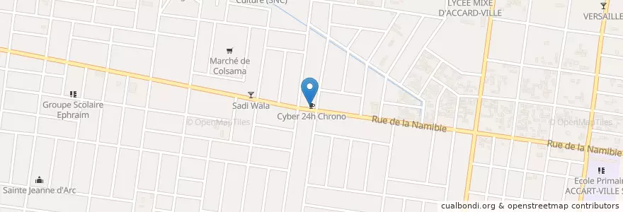 Mapa de ubicacion de Cyber 24h Chrono en Burquina Faso, Hauts-Bassins, Houet.