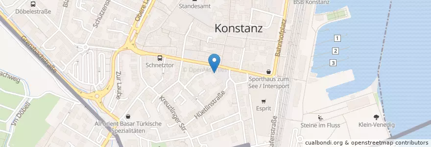 Mapa de ubicacion de Hausarztpraxis am Bodanplatz en آلمان, بادن-وورتمبرگ, Regierungsbezirk Freiburg, Bezirk Kreuzlingen, Landkreis Konstanz, Verwaltungsgemeinschaft Konstanz, Konstanz.
