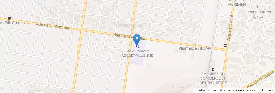Mapa de ubicacion de Ecole Primaire ACCART-VILLE SUD en Буркина-Фасо, Верхние Бассейны, Уэ.