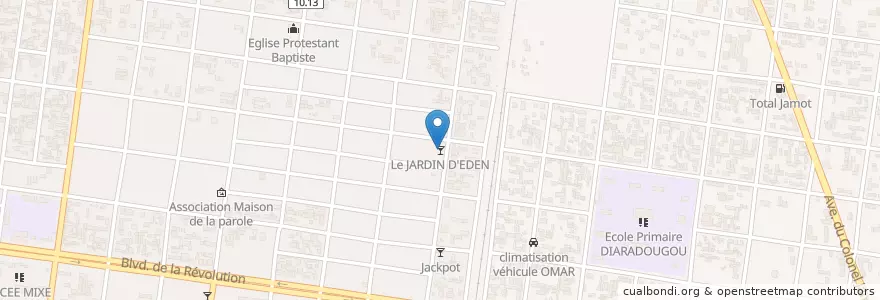 Mapa de ubicacion de Le JARDIN D'EDEN en 부르키나파소, Hauts-Bassins, Houet.