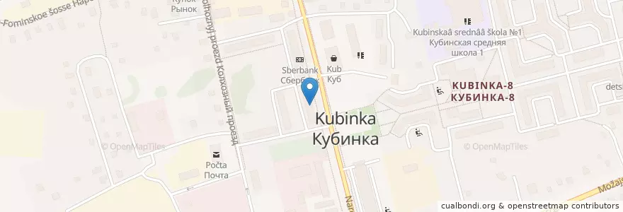 Mapa de ubicacion de Администрация городского поселения Кубинка en Russland, Föderationskreis Zentralrussland, Oblast Moskau, Rajon Odinzowo.