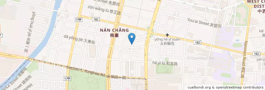 Mapa de ubicacion de 卡佛列多 en 臺灣, 臺南市, 中西區.