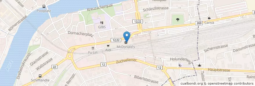 Mapa de ubicacion de McCafé en İsviçre, Solothurn, Amtei Solothurn-Lebern, Bezirk Solothurn, Bezirk Wasseramt, Solothurn.