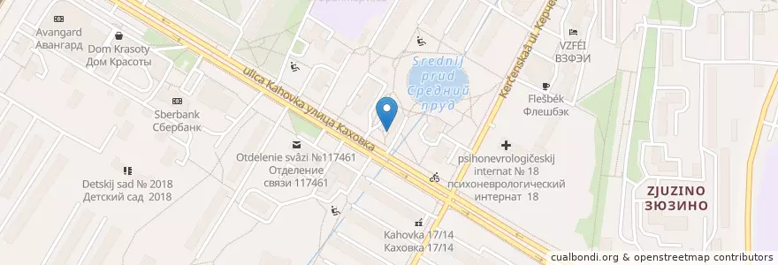 Mapa de ubicacion de Здоровье Плюс en Rusia, Центральный Федеральный Округ, Москва, Юго-Западный Административный Округ, Район Зюзино.