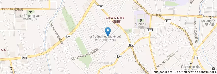 Mapa de ubicacion de 弘爺漢堡 en Taiwan, Nuova Taipei, Džonghė.