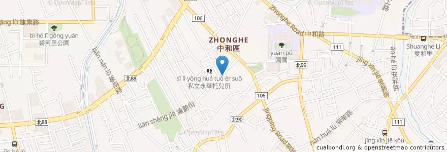 Mapa de ubicacion de 古早味鹹湯圓 en 타이완, 신베이 시, 중허 구.
