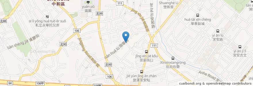 Mapa de ubicacion de 歡樂屋早餐 en Taiwan, 新北市, 中和區.