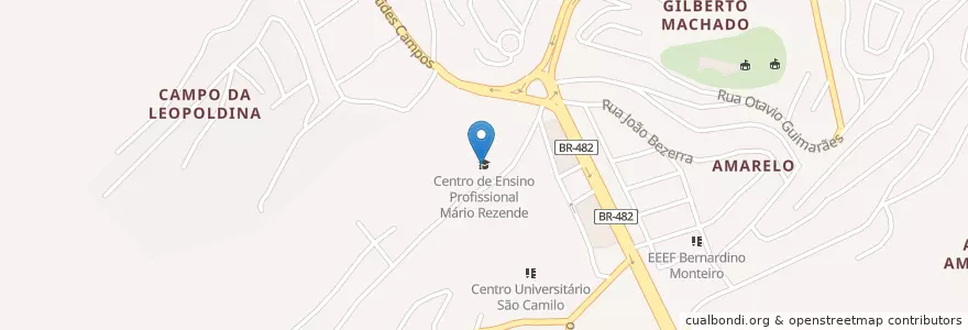 Mapa de ubicacion de Centro de Ensino Profissional Mário Rezende en Brazil, Jihovýchodní Region, Espírito Santo, Região Geográfica Intermediária De Cachoeiro De Itapemirim, Microrregião Cachoeiro De Itapemirim, Cachoeiro De Itapemirim.