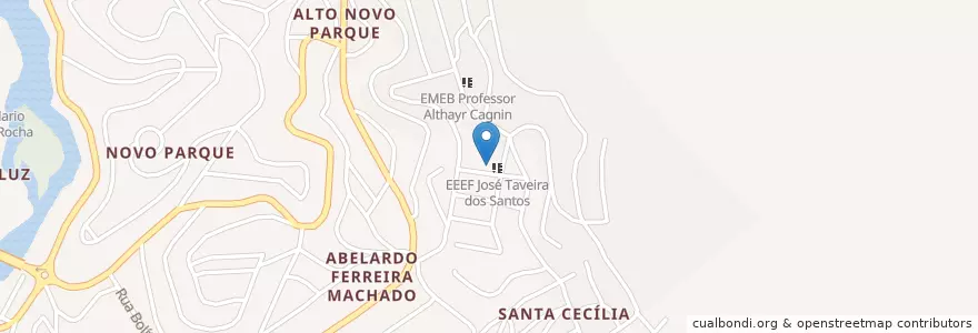 Mapa de ubicacion de EMEB Sirda Rocha dos Santos en 브라질, 남동지방, 이스피리투산투, Região Geográfica Intermediária De Cachoeiro De Itapemirim, Microrregião Cachoeiro De Itapemirim, Cachoeiro De Itapemirim.