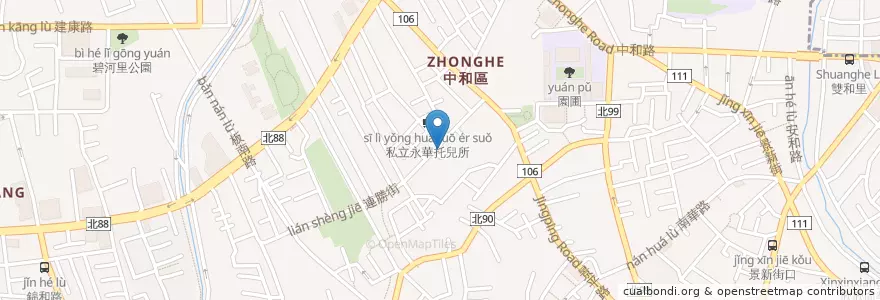 Mapa de ubicacion de 康田國中文理補習班 en Tayvan, 新北市, 中和區.
