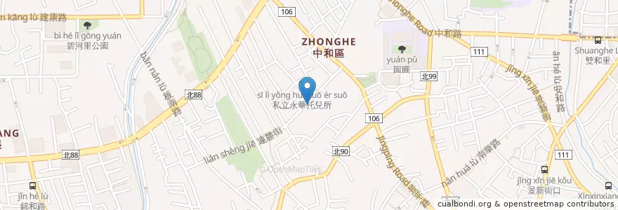 Mapa de ubicacion de 成峰珠心算補習班 en 台湾, 新北市, 中和区.