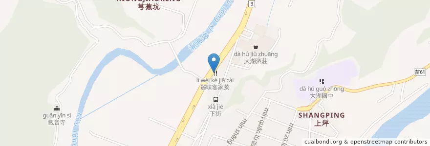 Mapa de ubicacion de 麗味客家菜 en Taiwan, Taiwan Province, Miaoli County, Dahu.