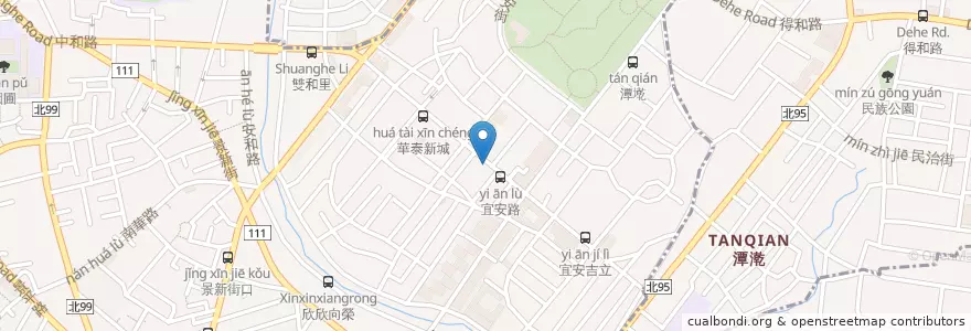 Mapa de ubicacion de 中和宜安郵局 en Tayvan, 新北市, 中和區, 永和區.