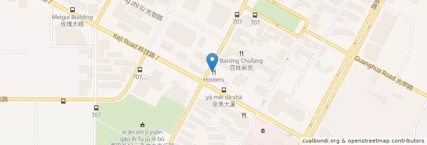 Mapa de ubicacion de Hooters en Китай, Шэньси, 西安市, 雁塔区 (Yanta).