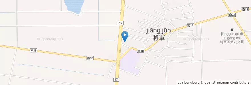Mapa de ubicacion de 將軍區農會 en 臺灣, 臺南市, 將軍區.