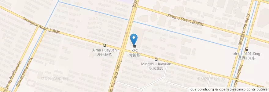 Mapa de ubicacion de KFC en China, Nantong City, Chongchuan District, 新开街道, 中兴街道.