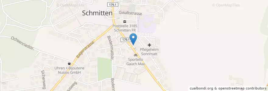 Mapa de ubicacion de Apotheke Schmitten AG en Schweiz, Freiburg, Sensebezirk, Schmitten (Fr).