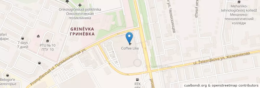 Mapa de ubicacion de Coffee Like en Rusia, Центральный Федеральный Округ, Белгородская Область, Белгородский Район, Городской Округ Белгород.