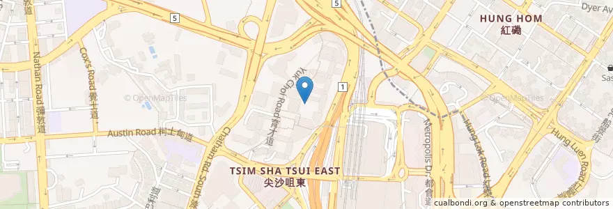 Mapa de ubicacion de 草坪餐廳 Lawn Café en China, Cantão, Hong Kong, Kowloon, Novos Territórios, 油尖旺區 Yau Tsim Mong District.